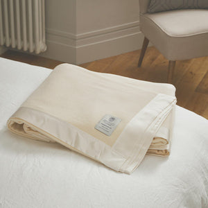 White 100% Cashmere Blanket - Silk Edge